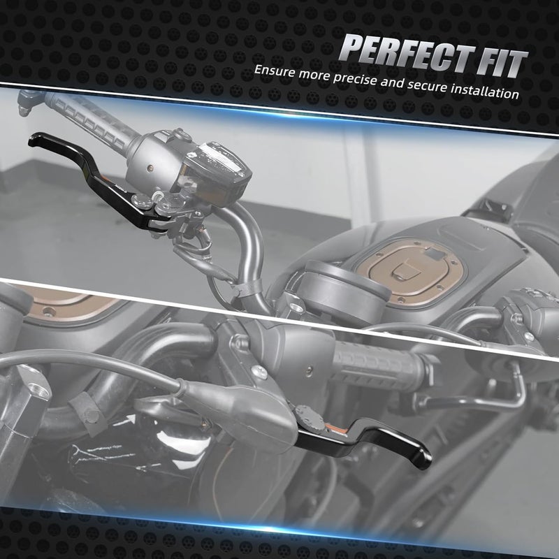 NICECNC Orange 2-Finger Short Brake Clutch Levers Compatible with Harley Sportster S, Replacement for 36700281/41700626A - Image 2